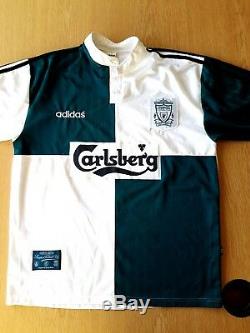 Liverpool Away Shirt 1995. XL. Adidas. Green Adults Long Sleeves Football Top