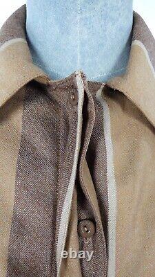 Loewe Brown Striped Wool Jacket Shirt Top Point Collar Puff long Sleeve Size 38