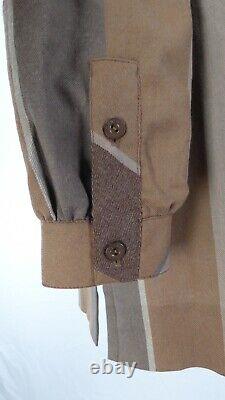 Loewe Brown Striped Wool Jacket Shirt Top Point Collar Puff long Sleeve Size 38