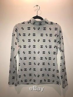 Long Sleeve Top with Chanel Logo Print