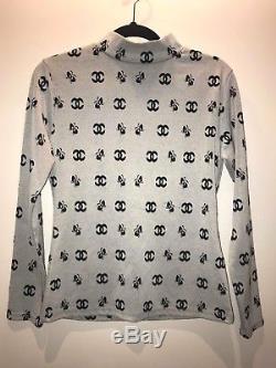 Long Sleeve Top with Chanel Logo Print