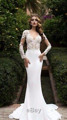 Lorenzo Rossi wedding dress size 12 New Italian Lace Long Sleeve Top Fish Tale