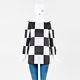 Louis Vuitton Brown Gray Satin Checkered Long Sleeve Tunic Top Sz 38
