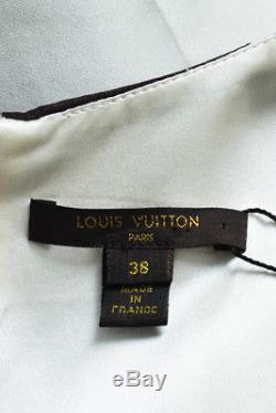 Louis Vuitton Brown Gray Satin Checkered Long Sleeve Tunic Top SZ 38