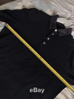 Louis Vuitton damier collar long sleeve Polo Tshirt top Size L 100% Authentic
