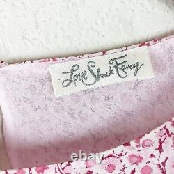 LoveShackFancy Pink Floral Nellie Blouse Size Small Silk Long Sleeve Top Open
