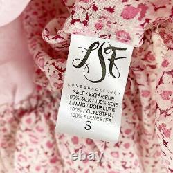 LoveShackFancy Pink Floral Nellie Blouse Size Small Silk Long Sleeve Top Open