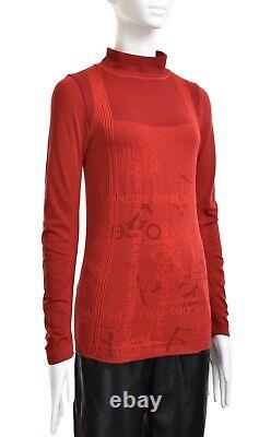 MARITHE FRANCOIS GIRBAUD ACTIVE Women's Red Seamless Formknit Fitted Top Size L