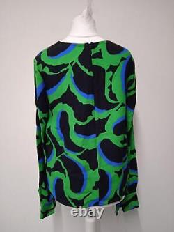 MARNI Ladies Green Black & Blue Long Sleeve Blouse Top Size IT40 UK8 NEW