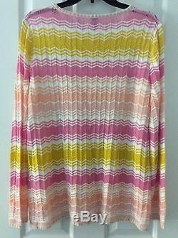 MISSONI Women's Zigzag Long Sleeve Knit Top SZ 48 (18) NWT