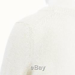 MIU MIU cream wool tiered ruffle silk hem long sleeve sweater top M