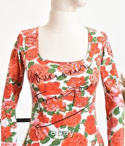 MOSCHINO JEANS Vintage Y2K Red Roses Glamour Toujours Spell Out Top Size 42/M