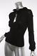 Moschino Womens Black Ruffle V-neck Long-sleeve Sweater Top Blouse 6 Nwt $550