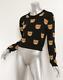 Moschino Womens Black Teddy Bear Print Long Sleeve Crewneck Sweater Top M