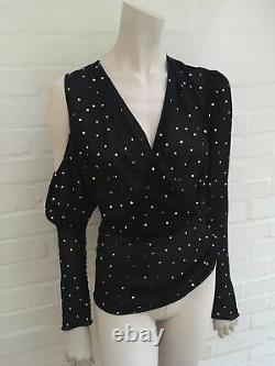 MOST WANTED MAGDA BUTRYM Dresden metallic polka-dot silk-blend blouse top Size S