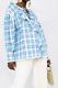 Msgm Blouse Top Blusa Size Uk 14 It 46 Ruffle Dropped Shoulder Lace Blue Check