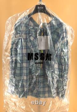 MSGM Blouse Top Blusa Size UK 14 IT 46 Ruffle Dropped Shoulder Lace Blue Check