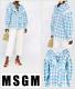 Msgm Blouse Top Size Uk 14 It 46 Ruffle Drop Shoulder Made In Italy Blue Green