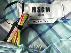 MSGM Blouse Top Size UK 14 IT 46 Ruffle Drop Shoulder MADE IN ITALY Blue Green