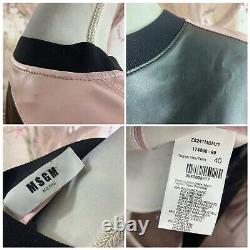 MSGM Milano Color Block Pink Black Faux Leather Blouse Top Size 6