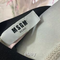 MSGM Milano Color Block Pink Black Faux Leather Blouse Top Size 6
