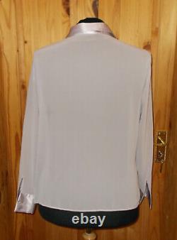 M&S dusky lilac chiffon floral embroidered long sleeve blouse shirt top 18 46