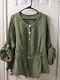 Magnolia Pearl Green Long Sleeve Blouse Top One Size