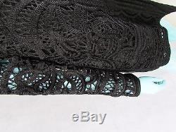 Maje Size 8 Heavy Lace Knit Long Sleeve Black Dress Top Authentic