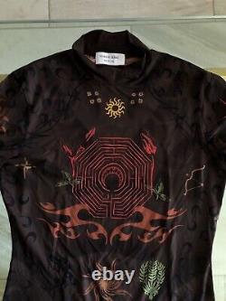 Marine Serre Brown Second Skin Tattoo Top Large New Tags Removed Long Sleeve