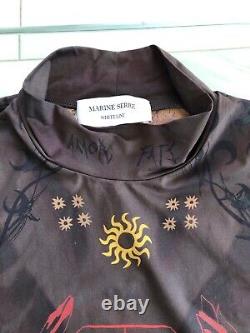 Marine Serre Brown Second Skin Tattoo Top Large New Tags Removed Long Sleeve