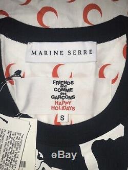 Marine Serre Dsm Nwt Sz S Black-white-red Iconic Logo Long Sleeve Top