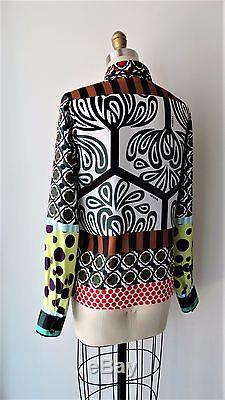 Marni Multi-Color Abstract Button Down Long Sleeve Silk Shirt Top Sz L