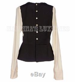 Marni Top Silk Wool Blend White Black Colorblock Blouse Long Sleeves It 40 Us 4
