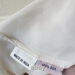 Matta Women's Long Sleeve Silk Kimono Wrap Blouse Top Cream White Size Small