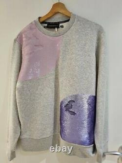 Max Mara Sportmax code ladies grey jumper sweatshirt top pink sequins UK 14