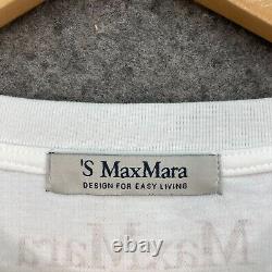 Max Mara Womens Shirt Top Size M Medium White Long Sleeve Logo Cuff 250.30