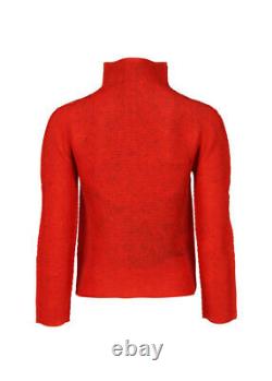 Me ISSEY MIYAKE POMEGRANATE AND CAT Pleated High Neck Long Sleeve Top Red