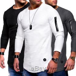 Mens Long Sleeve T Shirt Slim Fit Casual Blouse Tops Autumn Clothing Muscle Tee
