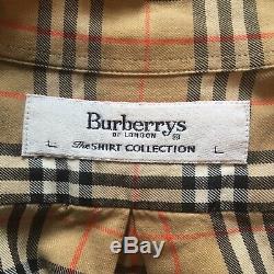 Mens Vintage Burberry Nova Check Shirt L Long Sleeve Top 80s 90s House Check XL