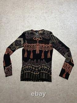 Mesh Roberto Cavalli Iconic Tattoo Long Sleeve Top