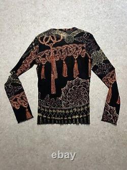 Mesh Roberto Cavalli Iconic Tattoo Long Sleeve Top