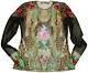Michal Negrin Baroque Style Crystals Multicolor Long Sleeves Blouse Top Shirt