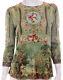 Michal Negrin Victorian Baroque Style Crystals Long Sleeves Shirt Blouse Top