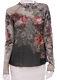 Michal Negrin Victorian Style Roses Floral Long Sleevs Top Shirt Tulle Blouse