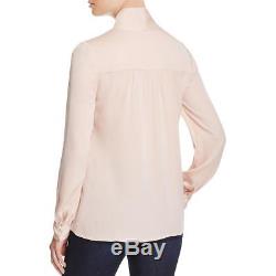 Milly 7584 Womens Pink Silk Tie Neck Long Sleeve Dress Top Blouse 6 BHFO