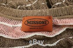 Missoni Knit Top Brown/Multi Zig Zag Size 44 V-Neck Long Sleeve Blouson Tunic