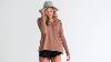 Mocha Piko V Neck Long Sleeve Top