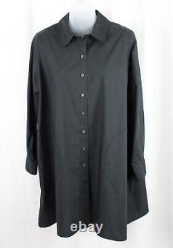Morgane Le Fay Black 100% Cotton Full Button Down Long Sleeve Tunic Top Small