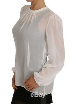 NEW $1660 DOLCE & GABBANA Blouse Silk White Long Sleeve Top Dress IT42 / US8 / M