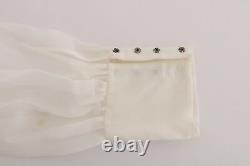 NEW $2480 DOLCE & GABBANA Blouse Top White Daisy Applique Silk Shirt IT38/ US4/S